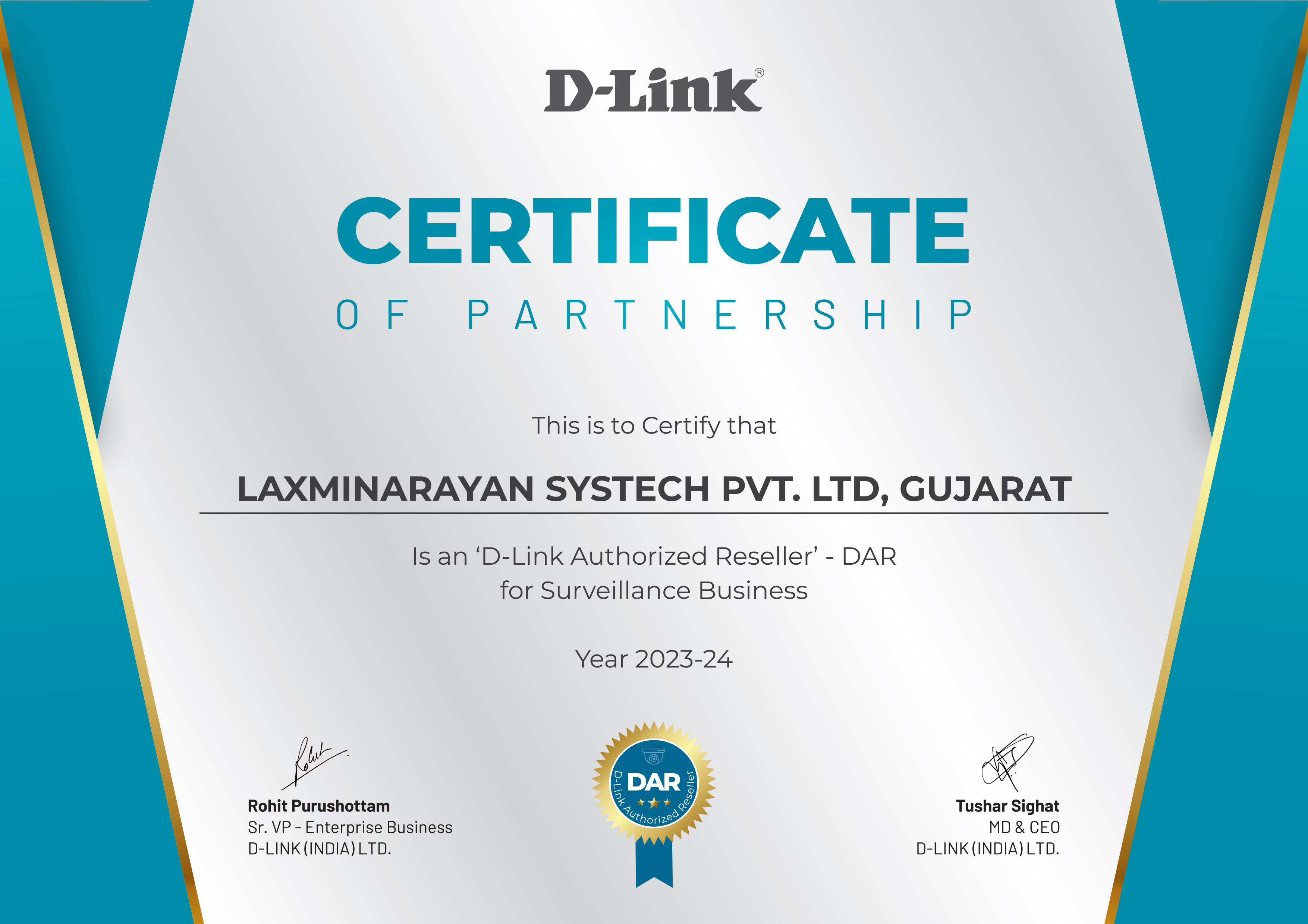 D-Link Authorized Reseller Certificate 2023-2024